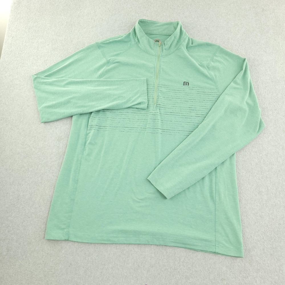 Travis Mathew Pullover Mens XL Green 1/4 Zip Long Sleeve Stripe Golf Top - Picture 2 of 8